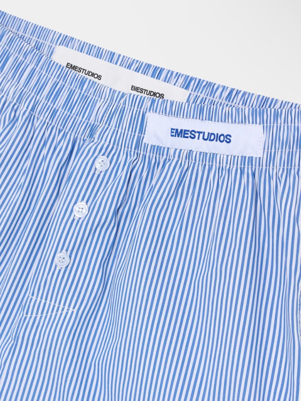 Eme Studios Jammies LS Blue Striped Cotton Logo Boxer Shorts NEW Size 40 - Picture 6 of 14